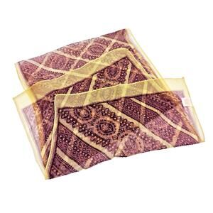 VTG Glentex Japanese Polyester Paisley Scarf Wrap Burgundy Cream 43x13